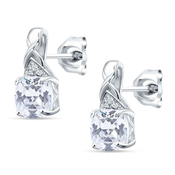 Cushion Cubic Zirconia Twisted Stud Earring 925 Sterling Silver Wholesale